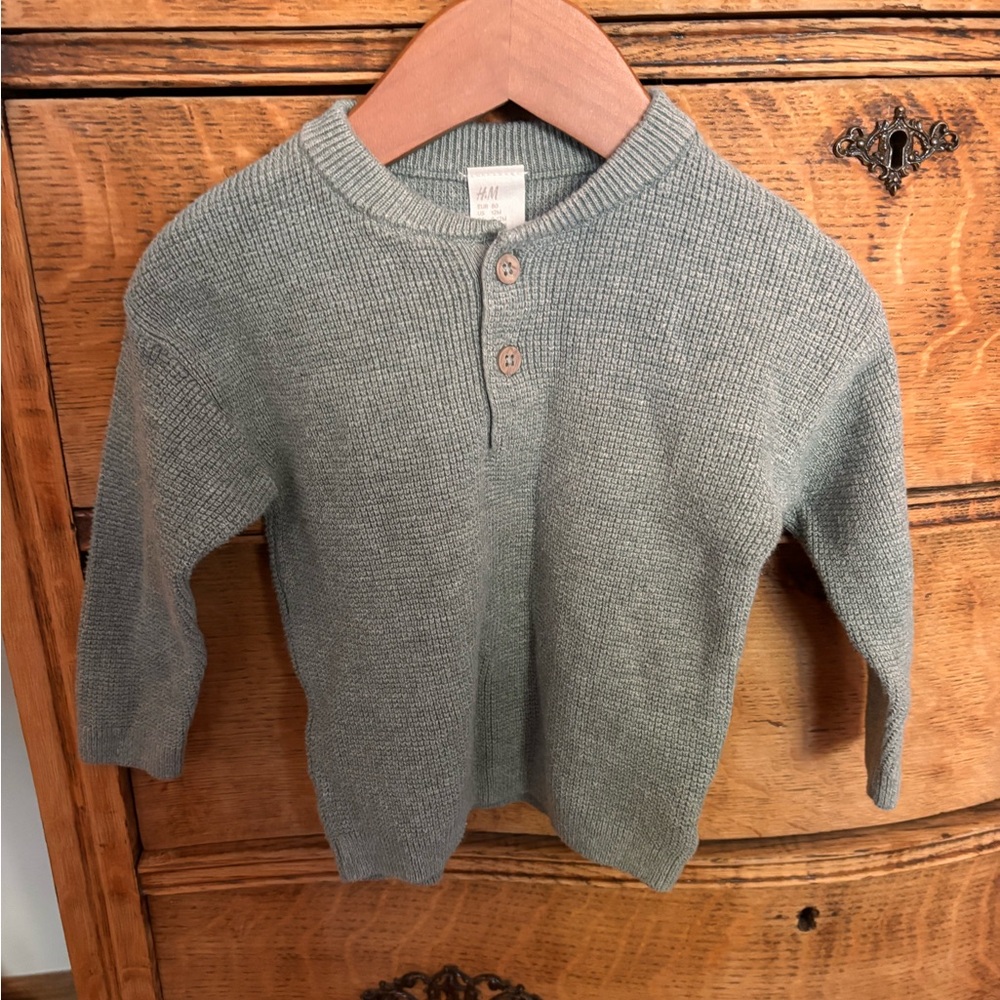 H&M Bluish/Grayish Ribbed Knit Sweater